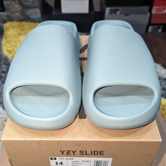 Adidas Yeezy Light Blue Sandals with Contoured Footbed